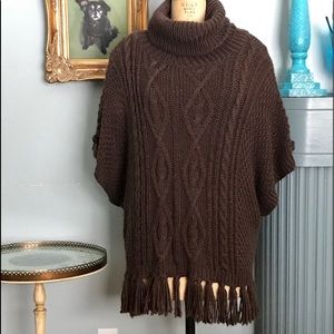 Coco and Carmen Cowl Neck Cable Knit Sweater